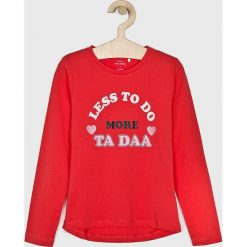 Name it - Longsleeve. Niebieskie bluzki dziewczęce Name it, z nadrukiem, z bawełny, z okrągłym kołnierzem, z długim rękawem, długie, bez kaptura. Za 39,90 zł.