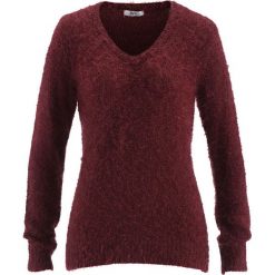 Swetry klasyczne damskie: Sweter z dekoltem w serek bonprix czerwony klonowy