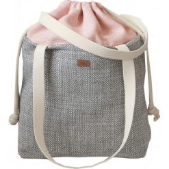 Torebka worek "DUOBAG" materiałowa, kolor szaro-różowy. Szare torebki worki damskie me&BAGS, bez wzorów, z tkaniny, duże, bez dodatków. Za 199,00 zł.