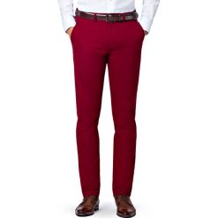 Spodnie Bordowe Chino Mono II. Czerwone spodnie męskie LANCERTO, na co dzień, na zimę, m, bez wzorów, z elastanu, eleganckie. Za 299,90 zł.
