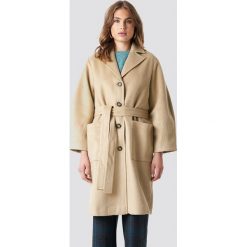 Trendyol Płaszcz Camel - Beige. Brązowe płaszcze damskie Trendyol, w paski. Za 303,95 zł.