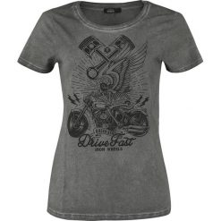 Queen Kerosin Drive Fast Koszulka damska ciemnoszary (Anthracite). Szare t-shirty damskie marki Queen Kerosin, xl, z nadrukiem, z dekoltem w łódkę. Za 99,90 zł.