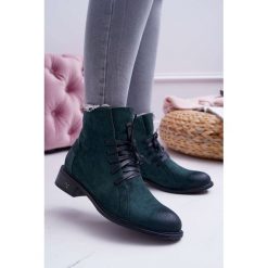 Botki Damskie Płaski Obcas Workery Zielone Teref. Zielone botki damskie Tagless, z nubiku, klasyczne, bez obcasa, na obcasie, bez zapięcia. Za 99,00 zł.
