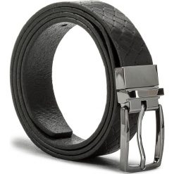 Pasek Męski JOOP! - 7206 100 Black A01. Czarne paski męskie marki JOOP!, w paski, ze skóry. W wyprzedaży za 199,00 zł.