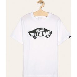 Vans - T-shirt dziecięcy 129-173 cm. Białe t-shirty chłopięce Vans, z nadrukiem, z bawełny, bez rękawów. Za 89,90 zł.