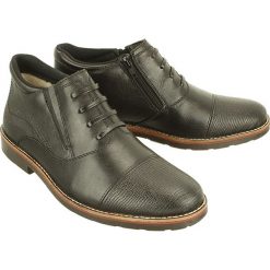 RIEKER 15389-00 black, botki męskie. Czarne botki męskie Rieker, na zamek. W wyprzedaży za 296,90 zł.
