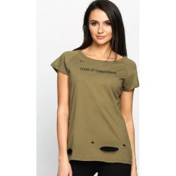T-shirty damskie: Khaki T-shirt Forbidden