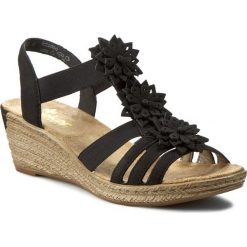Sandały RIEKER - 62461-00 Black. Czarne klapki damskie marki Rieker, bez wzorów, ze skóry ekologicznej, bez obcasa, na obcasie. Za 239,00 zł.