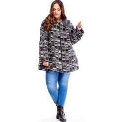 Wełniany płaszcz zapinany na ekspres szary. Szare płaszcze damskie N/A, plus size, bez wzorów, z poliesteru, plus size. Za 214,23 zł.