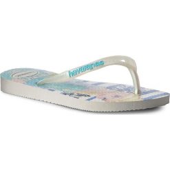 Japonki HAVAIANAS - K. Sl. Frozen Cf 4137266311 White/Royal. Brązowe sandały dziewczęce Havaianas, z tworzywa sztucznego, bez zapięcia. Za 89,00 zł.