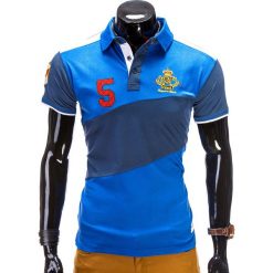 Koszulki polo: KOSZULKA POLO MĘSKA Z NADRUKIEM S506 – NIEBIESKA