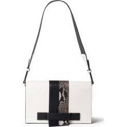 Czarno-biała torebka. Białe torby damskie na zakupy marki La Redoute Collections, w paski, z materiału. Za 126,38 zł.
