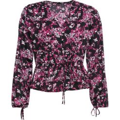 Bluzka z tunelem bonprix czarny w kwiaty. Czarne bluzki damskie bonprix, w kwiaty, z dekoltem w serek, bez rękawów. Za 37,99 zł.