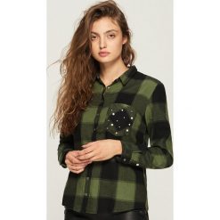 Koszula z aplikacją na kieszeni - Khaki. Brązowe koszule damskie marki DOMYOS, xs, z bawełny. Za 59,99 zł.