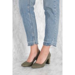 Buty ślubne damskie: NA-KD Shoes Zamszowe czółenka Midi – Green