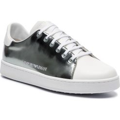 Sneakersy EMPORIO ARMANI - X3X061 XL814 N627 Steel With White. Szare półbuty damskie Emporio Armani, ze skóry. W wyprzedaży za 479,00 zł.