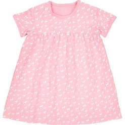 Sukienka w serduszka 1 miesiąc - 3 latka, Oeko Tex. Czerwone sukienki niemowlęce marki La Redoute Collections, z bawełny, z krótkim rękawem, krótkie, mini. Za 35,24 zł.