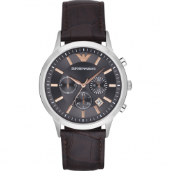 Zegarek EMPORIO ARMANI - Renato AR2513 Dark Brown/Silver/Steel. Pomarańczowe zegarki męskie Emporio Armani. Za 1159,00 zł.