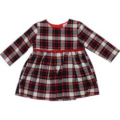 Sukienka "Red" w kolorze czerwono-kremowo-granatowym. Czerwone sukienki niemowlęce w kratkę, z bawełny, mini, rozkloszowane. W wyprzedaży za 49,95 zł.