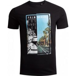 T-shirt męski TSM618 - głęboka czerń - Outhorn. Pomarańczowe koszulki męskie Outhorn, m, bez wzorów, bez kołnierzyka, bez rękawów. W wyprzedaży za 39,99 zł.