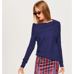 Sweter z odkrywający ramiona - Granatowy. Niebieskie swetry klasyczne damskie Reserved, l. Za 99,99 zł.