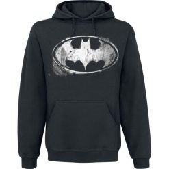 Bluzy męskie: Batman Distressed Logo Bluza z kapturem czarny