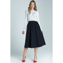 Granatowa Rozkloszowana Midi Spódnica z Kieszeniami. Niebieskie spódniczki damskie Molly.pl, s, bez wzorów, z tkaniny, eleganckie, długie, midi, rozkloszowane. Za 105,90 zł.