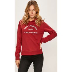Karl Lagerfeld - Bluza. Brązowe bluzy damskie KARL LAGERFELD, s, z aplikacjami, z bawełny, bez rękawów, z kapturem. W wyprzedaży za 529,90 zł.