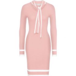 Sukienka bonprix jasnoróżowo-biały. Białe sukienki damskie bonprix, bez wzorów, z dzianiny, bez kołnierzyka, bez rękawów. Za 59,99 zł.