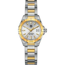 RABAT ZEGAREK TAG HEUER Aquaracer Lady WAY1455.BD0922. Szare zegarki damskie marki TAG HEUER, złote. W wyprzedaży za 10820,00 zł.