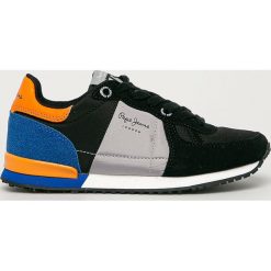 Pepe Jeans - Buty dziecięce SIdney Combi Boy. Czarne trampki chłopięce Pepe Jeans, bez wzorów, z jeansu, sportowe, z okrągłym noskiem, na sznurówki. Za 219,90 zł.