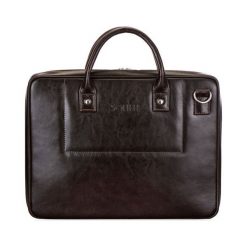 SKÓRZANA TORBA NA LAPTOPA MĘSKA SOLIER HELLA Brąz. Pomarańczowe torby męskie skórzane Solier, bez wzorów, ze skóry, eleganckie, na ramię. Za 549,00 zł.
