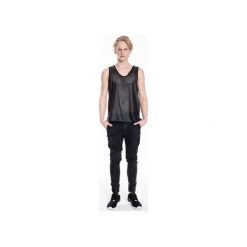 T-shirty męskie: Tank top z perforowanej skóry ekologicznej |CZARNY|