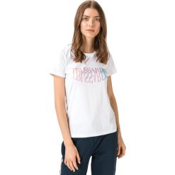 Trussardi Jeans Koszulka Biały. Białe koszulki damskie Trussardi Jeans, s, z nadrukiem, z elastanu, bez kołnierzyka. Za 249,95 zł.