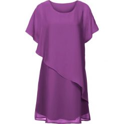 Sukienka z tkaniny bonprix fioletowy. Fioletowe sukienki damskie bonprix, bez wzorów, z tkaniny, z asymetrycznym kołnierzem, bez rękawów, asymetryczne. Za 109,99 zł.