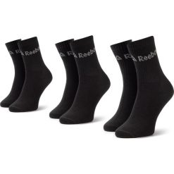 Zestaw 3 par wysokich skarpet unisex Reebok - Act Core Crew Sock 3p DU2971 Black/Black/Black. Czarne skarpetki męskie Reebok, bez wzorów, z elastanu. Za 29,95 zł.
