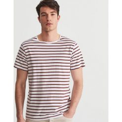 T-shirt w paski - Brązowy. Pomarańczowe t-shirty męskie Reserved, xl, w paski, bez kołnierzyka. Za 39,99 zł.