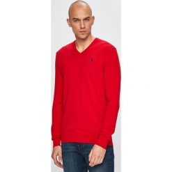 Polo Ralph Lauren - Sweter. Czerwone swetry męskie Polo Ralph Lauren, m, bez wzorów, z bawełny, polo, bez kaptura. W wyprzedaży za 319,90 zł.