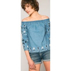Pepe Jeans - Bluzka Hope. Niebieskie bluzki damskie Pepe Jeans, s, z haftami, z bawełny, casualowe, bez kołnierzyka, bez rękawów. W wyprzedaży za 199,90 zł.