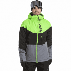 MEATFLY kurtka narciarska męska Hoax Jacket Safety Green/Black/Grey Heather XL. Szare kurtki sportowe męskie Meatfly, xl, bez wzorów, bez kaptura, narciarskie. W wyprzedaży za 539,00 zł.