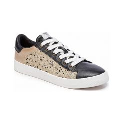 Sneakersy w kolorze czarnym ze wzorem. Czarne sneakersy damskie Melissa, Pepe Jeans, z materiału. W wyprzedaży za 129,95 zł.