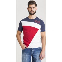 T-SHIRT EA7 Emporio Armani. Niebieskie t-shirty męskie EA7 Emporio Armani, s, z nadrukiem, z bawełny, z okrągłym kołnierzem. Za 223,30 zł.