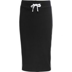 Spódnica dresowa z połyskującymi paskami bonprix czarny. Czarne spódniczki damskie bonprix, w paski, z dresówki. Za 44,99 zł.