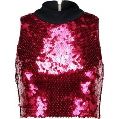 Topy damskie: Jaded London HIGH NECK CROP WITH EXPOSED BACK ZIP IN HEART SEQUIN Top red