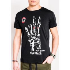 T-shirt męski z nadrukiem S1084 - czarny. T-shirty męskie Ombre Clothing. Za 12,99 zł.