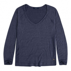 Koszulka w kolorze granatowym. Niebieskie koszulki damskie Pepe Jeans, xxs, bez wzorów, bez kołnierzyka, z długim rękawem. W wyprzedaży za 109,95 zł.