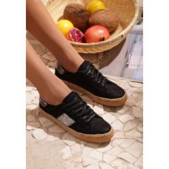 Czarne Trampki Pretty Paper. Czarne espadryle damskie Renee, bez wzorów, bez obcasa, na płaskiej podeszwie. Za 49,99 zł.