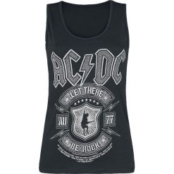 AC/DC Let there be Rock Top damski czarny. Czarne topy damskie AC/DC, m, z nadrukiem, z okrągłym kołnierzem. Za 74,90 zł.