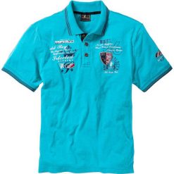Shirt polo z efektownym zdobieniem bonprix turkusowy. Niebieskie koszulki męskie bonprix, s, z aplikacjami, z krótkim rękawem. Za 44,99 zł.