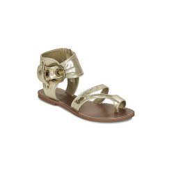 Sandały LPB Shoes PENSEE. Żółte sandały damskie marki LPB Shoes, bez wzorów, bez obcasa, bez zapięcia. Za 119,20 zł.